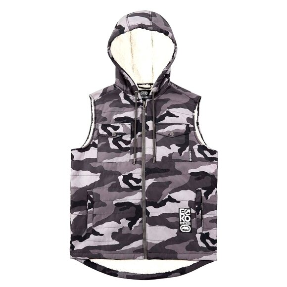 Ecko Unltd Mens Camouflage Hooded Vest Sherpa Lining Sleeveless Full-Zip Size XL - Picture 2 of 14